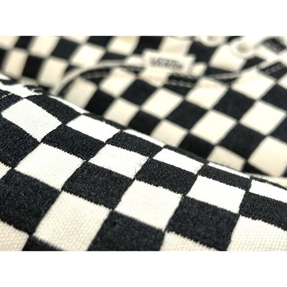 Vans Authentic Lowpro Embroidered Black Check Sneakers Women 9.5 / Men 8 Rare - Picture 2 of 8